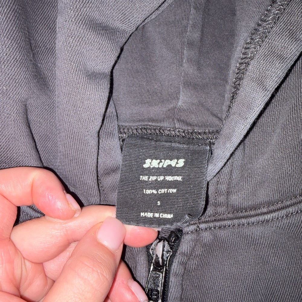 Skims Cropped Zip-Up Hoodie in Charcoal - Picture 3 of 4